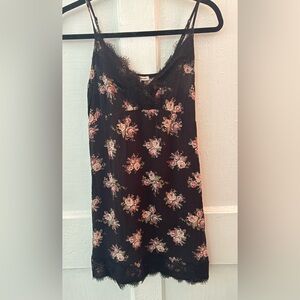 American Eagle Outfitters Black Floral Mini Slip Dress